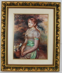 Vtg 70’s Renoir Framed Color Art Print Young Girl With a Basket of Flowers 12X16