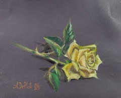 Original Oil Pastel /paper artwork * 12-3/4 x 10 in*Yellow Rose