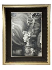 Surrealist Portrait by Endre Szasz Painting Monochrome Fantasy Figure
