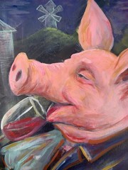 PIG from ANIMAL FARM GEORGE ORWELL INSPIRED SATIRICAL ORIGINAL PAINTING 16 X 20