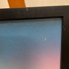 signed C. Ryan, acrylic on canvas, abstract landscape with mountain, framed