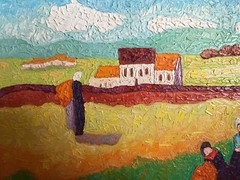 STEPHEN SLOMKO (Amer 1929-2013 )“Reapers Revisted“ Impasto Oil Painting C 1990