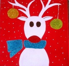 Reindeer head. Stretched canvas 12×12 unframed