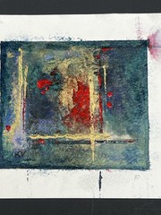 Mixed Media Abstract Painting “Dali’s Dice” Acrylic Sparkles Glitter 5×5” Art