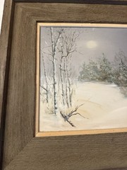 Painting Winter Landscape by M Kratovil 19.5”x23.5” Wooden Frame Landscape Oil