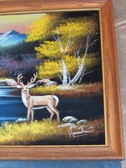 VINTAGE 1970’s VELVET 2 PAINTING LOT BUCK DEER MEXICO ART AUTUMN FALL RUT MILL