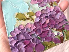 Hydrangea Oil Painting Original Art Impasto Flower Still Life 4x4in Signed