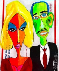 FREE SHIPPING MARILYN COKE colorful PAINTING POP ART Original SWARTZMILLER DNA