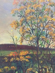 Ryszard Biaga 1993 Oil Painting Hill Landscape Blooming Broom ? Frame Oil