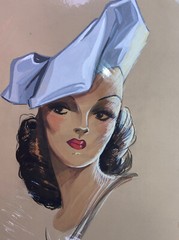 Original 1940 ArtWork Fashion Illustration Gouache Painting Peggy Schillander