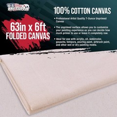 Canvas Roll 63x6ft Unprimed Cotton for Painting Murals & DIY Crafts