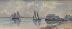 WILLIAM GEORGE PUDDEFOOT AMERICAN b.1842 IMPRESSIONIST NEW ENGLAND COASTAL SCENE