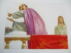 VINTAGE ICON PORTRAIT PAINTING PROTESTANT RELIGIOUS COLLECTION RARE HAND WASHING
