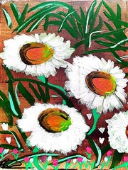 Original art 14 X 11 Night Flowers CANVAS Colorful Modern Art Acrylic Painting