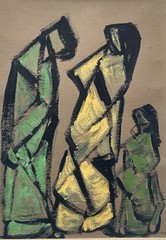 Paul (Mid 20th Century) Fantastic Expressionism Hebrew Artist Gouache Painting