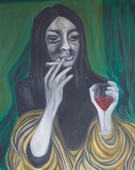 „Woman with Wine“ Direct from Artist – Portrait Original Oil Painting 24 X 36