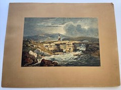 19TH CENTURY PAINTING VIEW BRIDGE LANDSCAPE ANTIQUE 1850’S OLD RIVER MASTERFUL
