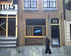 THEODORUS STIPHOUT 1913-2002 DUTCH SIGNED OIL PAINTING HAGUE CITY CAFE 1934 RARE