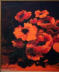 Beautiful Tom Irish Impasto Oil Painting Red Poppy Flowers, FINE & RARE! 2/3