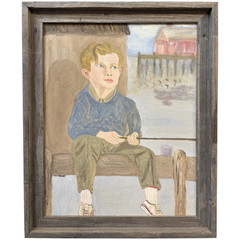 Earle T. Merchant Naive Child Portrait of Frank Rowell & Motif 1 in Rockport, MA