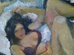 Oil Painting Industrial Fauvism Boudoir Interior 38”x30” Canvas Original Signed