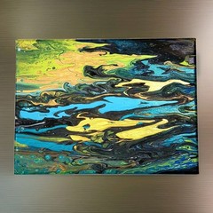 Original 9″x12″ Abstract Acrylic Fluid Art Pour Signed Painting (See Video)