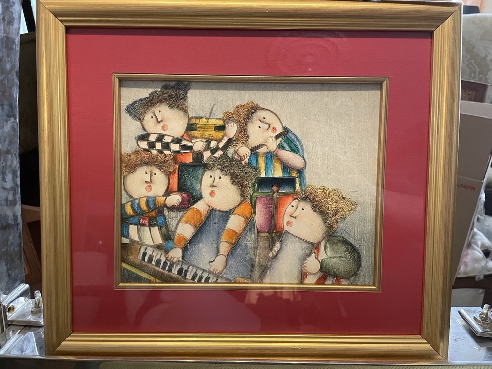 JOYCE ROYBAL OIL PAINTING – CHILDREN LIFE CELEBRATIONS SET OF 2 FRAMED MINTY