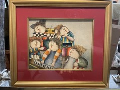 JOYCE ROYBAL OIL PAINTING – CHILDREN LIFE CELEBRATIONS SET OF 2 FRAMED MINTY