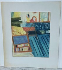 AMERICAN ARTIST FRIEDA SAVITZ – SIGNED AND DATED WATERCOLOR – 1958