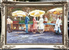 VTG MCM French School Impression. O/C „French Summer’s Day Garden“ Signed Hamill