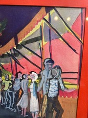 Trav Neidlinger Game of Chance Signed Watercolor Carnival Fair Scene Framed