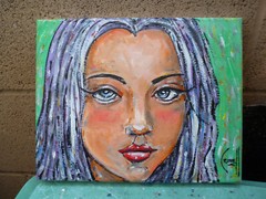ANOTHER DULL DAY oil painting big eyes canvas NEW original 8×10 signed Crowell