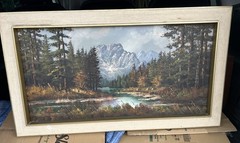Ludger Leidner (1930): Lake Braies Painting In Very Good Condition 80/92 Cm