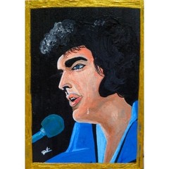Vintage Crying Elvis Presley Black Velvet Acrylic Hand Painting Art NEW Original