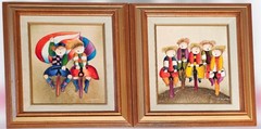 Whimsical Oil on Canvas of Children on Bicycles by British Artist Joyce Roybal