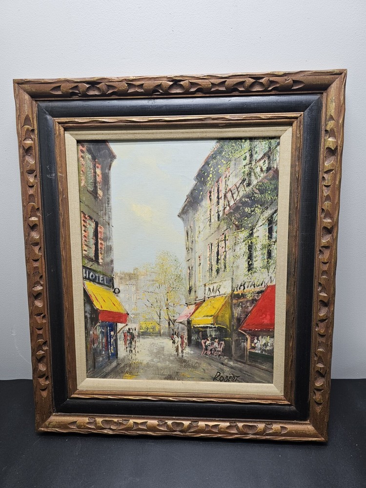 Beautiful Original Paris? Street Painting Artist Signed Robert 28″× 23 3/4″