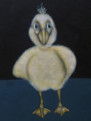 Duckling Portrait Painting, Birds Water Fowl Wildlife Nature Painting