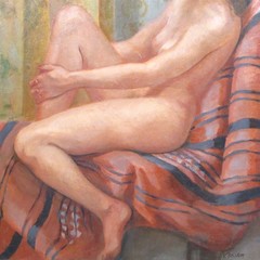 Yvette Bossière (1926) Vintage French Oil Painting Portrait Woman Model Signed