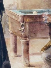 French Madeleine Lemaire self portrait Watercolor Depicting an Interior scene