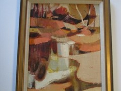 VINTAGE ABSTRACT OIL PAINTING FRANCE FRENCH LISTED CUBIST CUBISM MODERNISM 1965