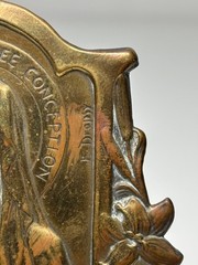 Holy Virgin Mary Immaculate Devotion Plaque Brass Design Signed E. Dropsy