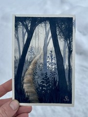 Forest Portal- Original 4x6inch Watercolor Painting by Jenny Aleksi- Art OOAK