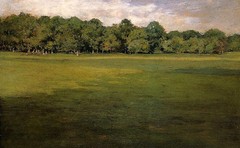 Art Oil painting William Merritt Chase – Croquet Lawn nice green view canvas 36″