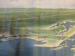 1940’s Early Aerial Corpus Christi Tx & Surrounding Towns Large Oil Painting