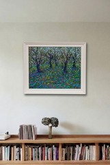Paul Stephens – Framed Contemporary Oil, Blossom, Apple Orchard