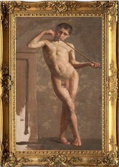 Hand Painted Classical Oil Painting Men Male Nude Figure Art Antique Style