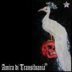 realistic artistic painting art animal portrait white peacock bird skull modern