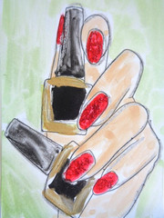 ACEO Women In Fashion – FANCY NAILS Painting ART