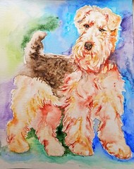Airedale terrier Dog Pet art,yorkie puppy,original painting,pet Lover Best Gift