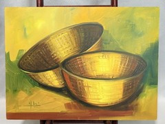 Signed Original Ana Hasbun Vergara Still Life Painting Woven Baskets Art